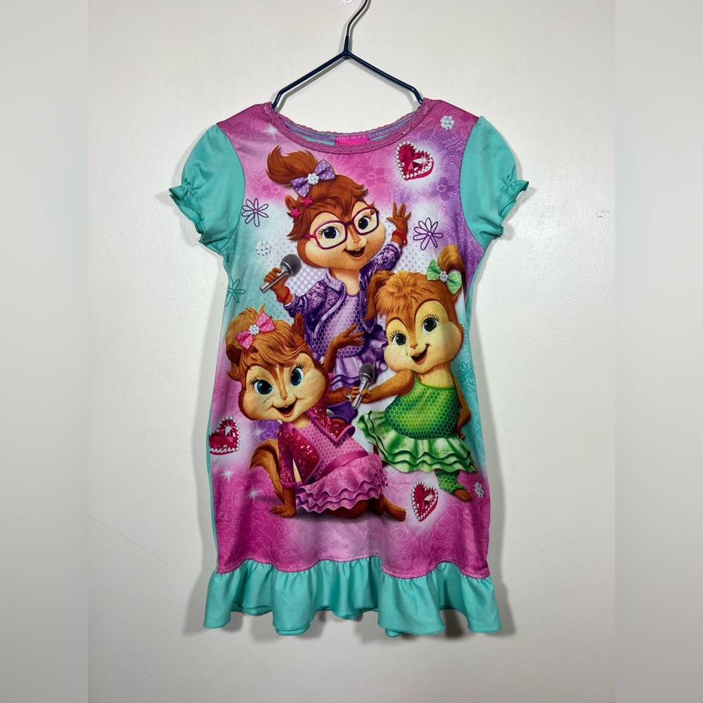 The Chipettes 2015 Girls Nightgown Size 6 Sleepwear Dress Pink Blue READ